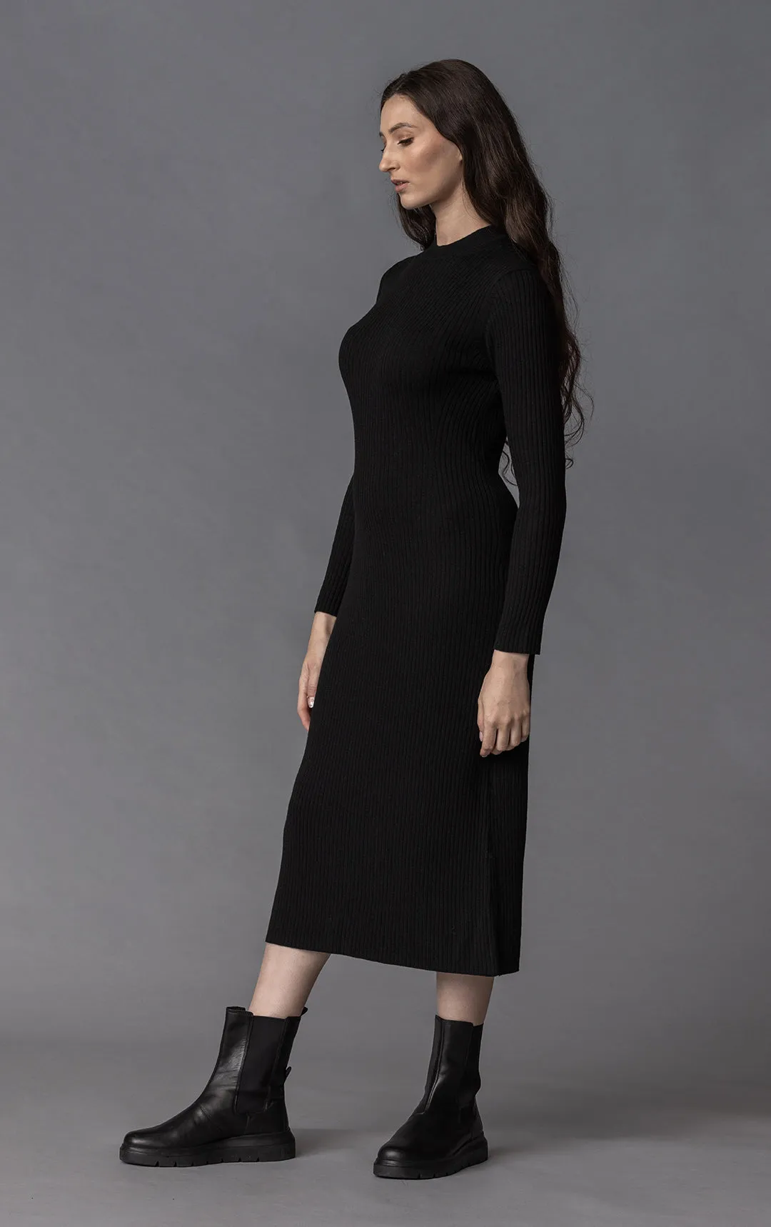 12GG RIB KNIT DRESS- CLEARANCE