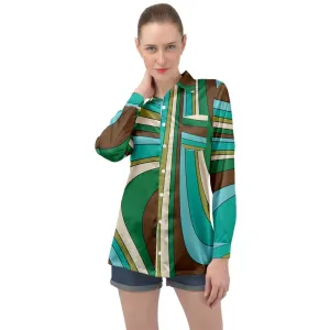 70s inspired top Women, 70s style blouse, Green Satin Shirt, Groovy Shirt, Abstract Stripe Shirt, Hippie Shirt Women, Green Top Women