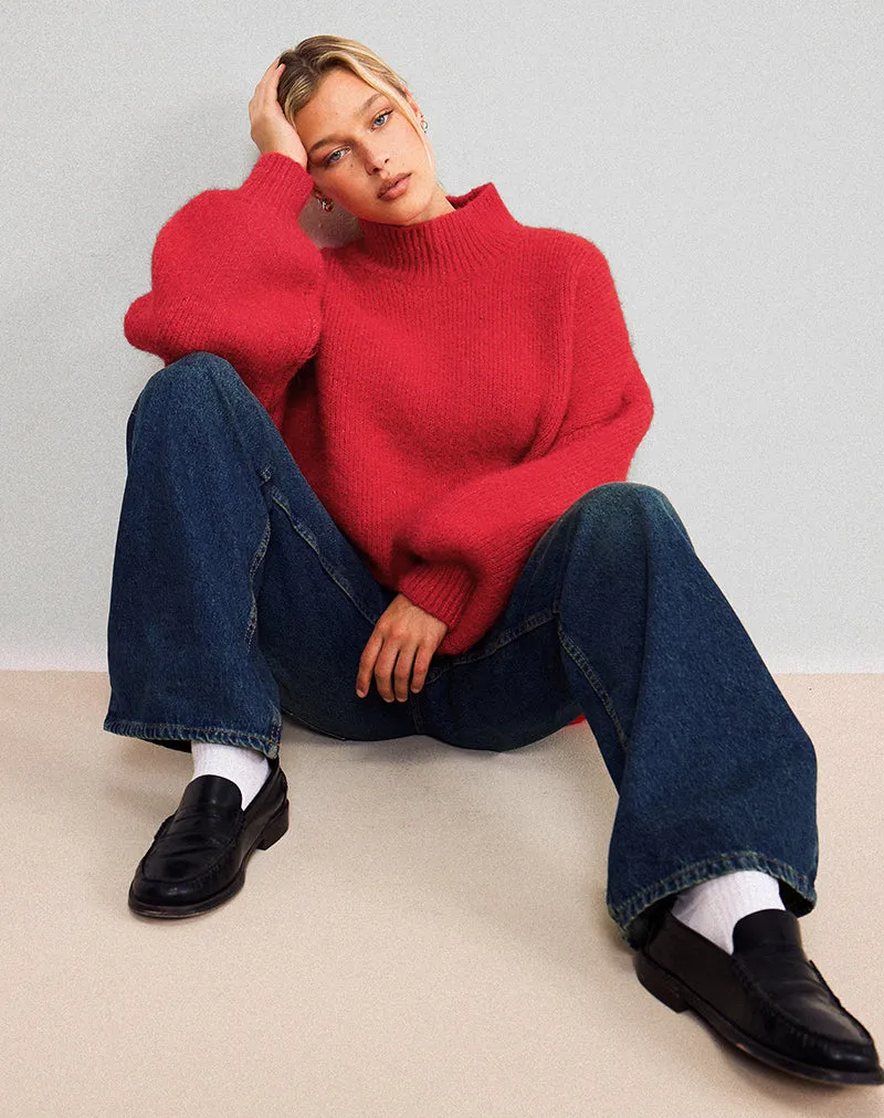 Amato Oversized Jumper in Red