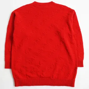 Balenciaga Logo Oversized Pullover Sweater Red XS