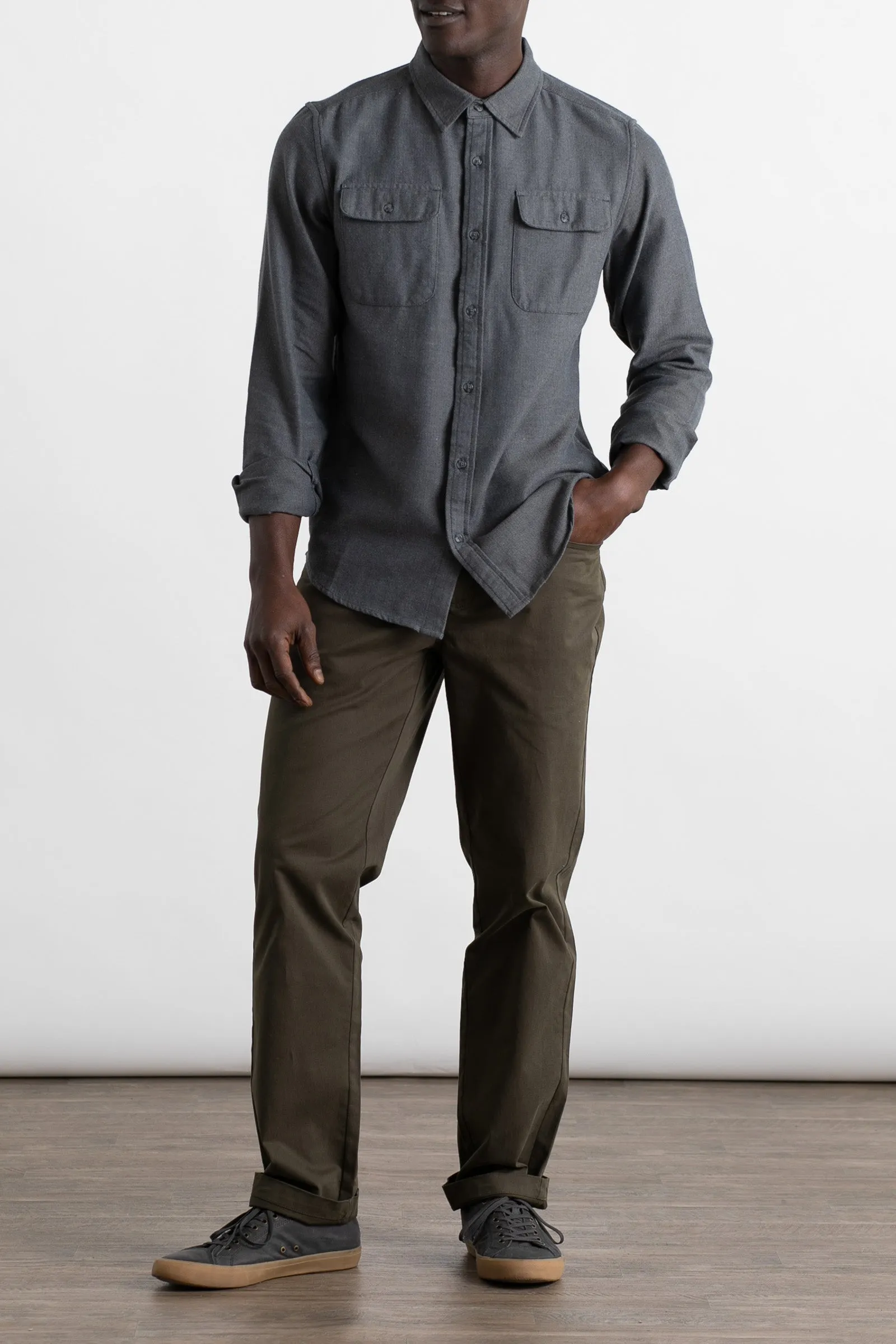 Bedford Shirt / Charcoal Herringbone