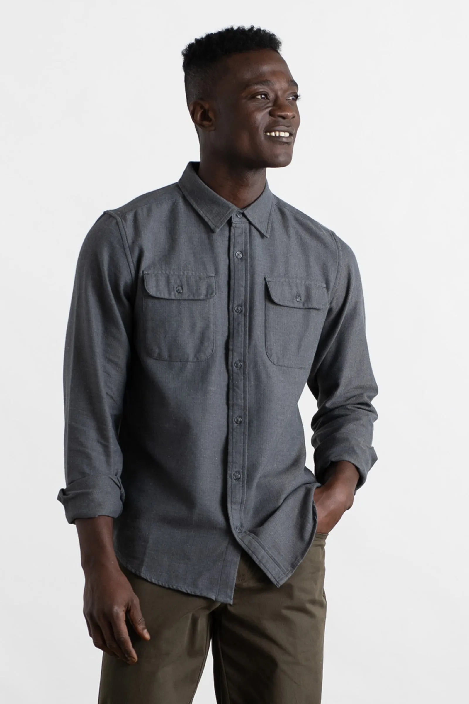 Bedford Shirt / Charcoal Herringbone