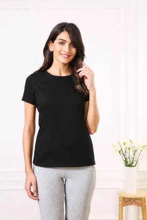 Black Classic Cotton Every day Wear t-shirt tops for Women