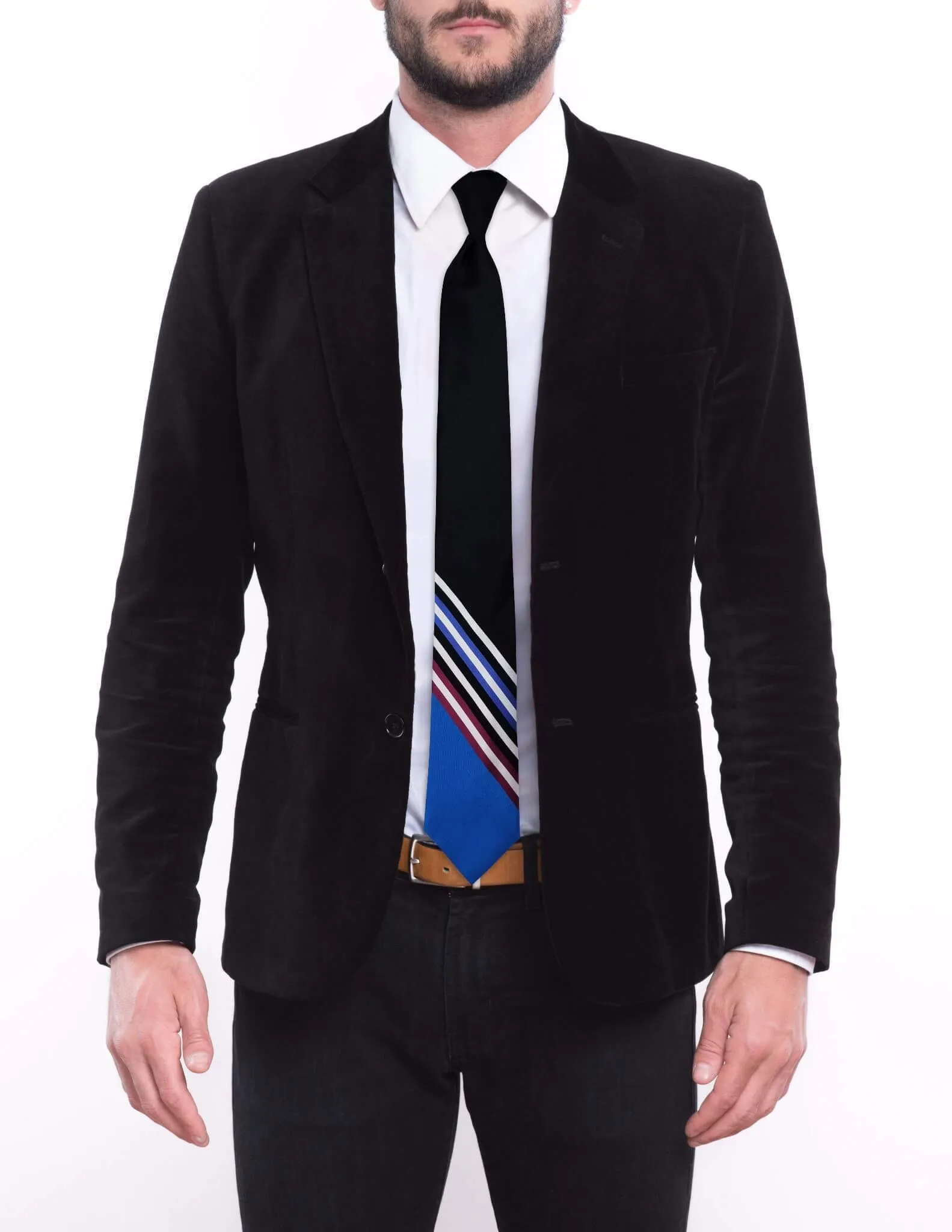 Black with Multi-Stripe Bottom Skinny Traditional Tie