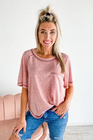 Camryn Blush Burnout Pocket Tee