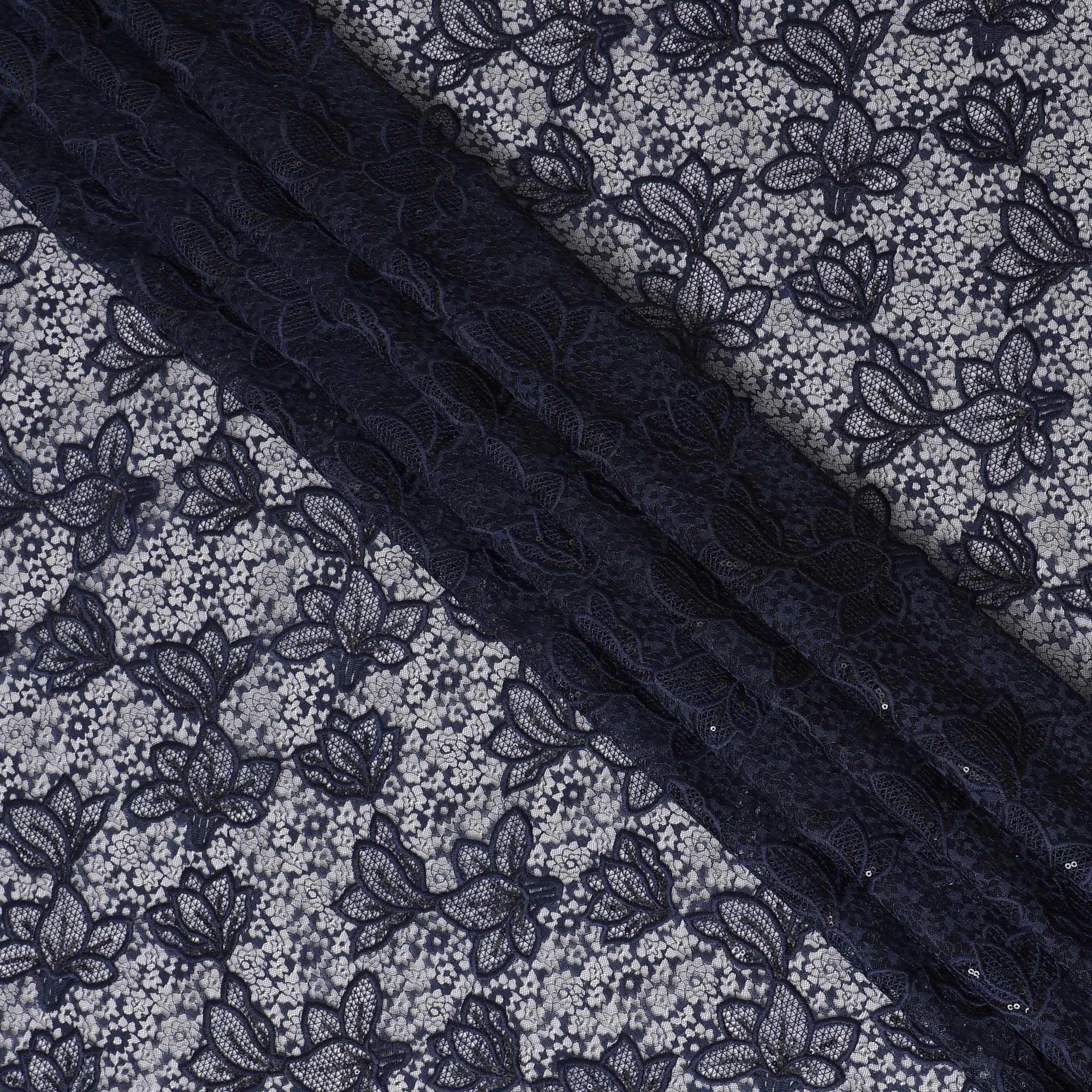 Classic Black Floral Guipure Lace Fabric-D17528