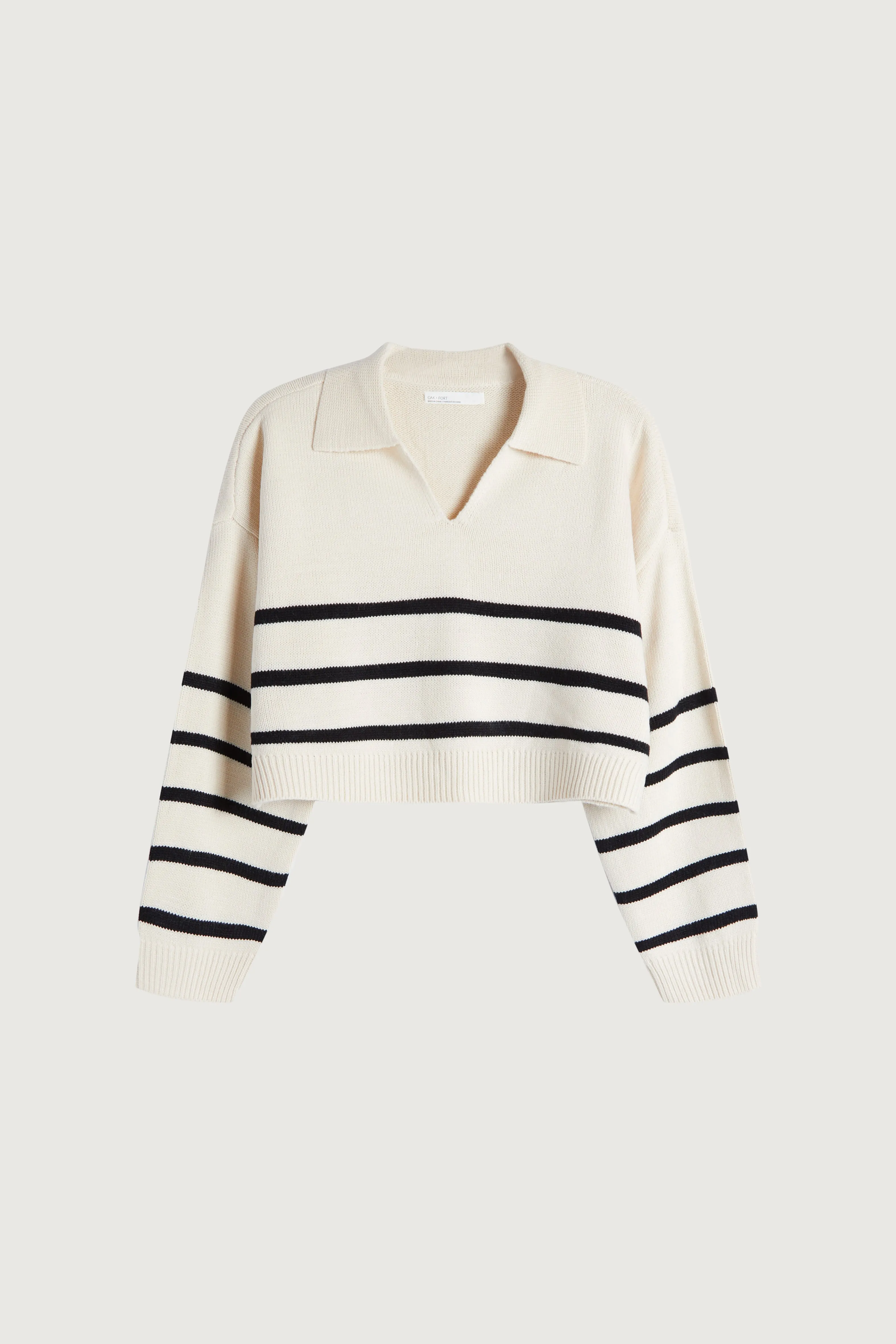 COLLARED STRIPE SWEATER