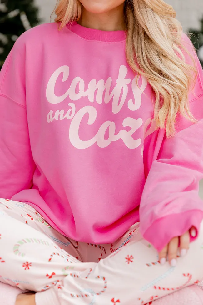 Comfy and Cozy Pink Oversized Graphic Sweatshirt