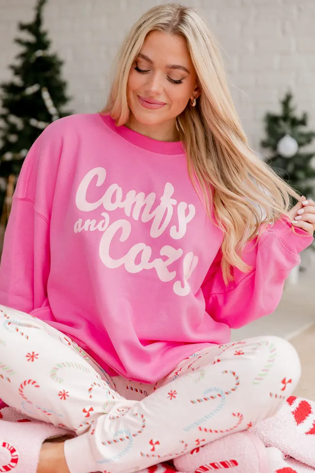 Comfy and Cozy Pink Oversized Graphic Sweatshirt