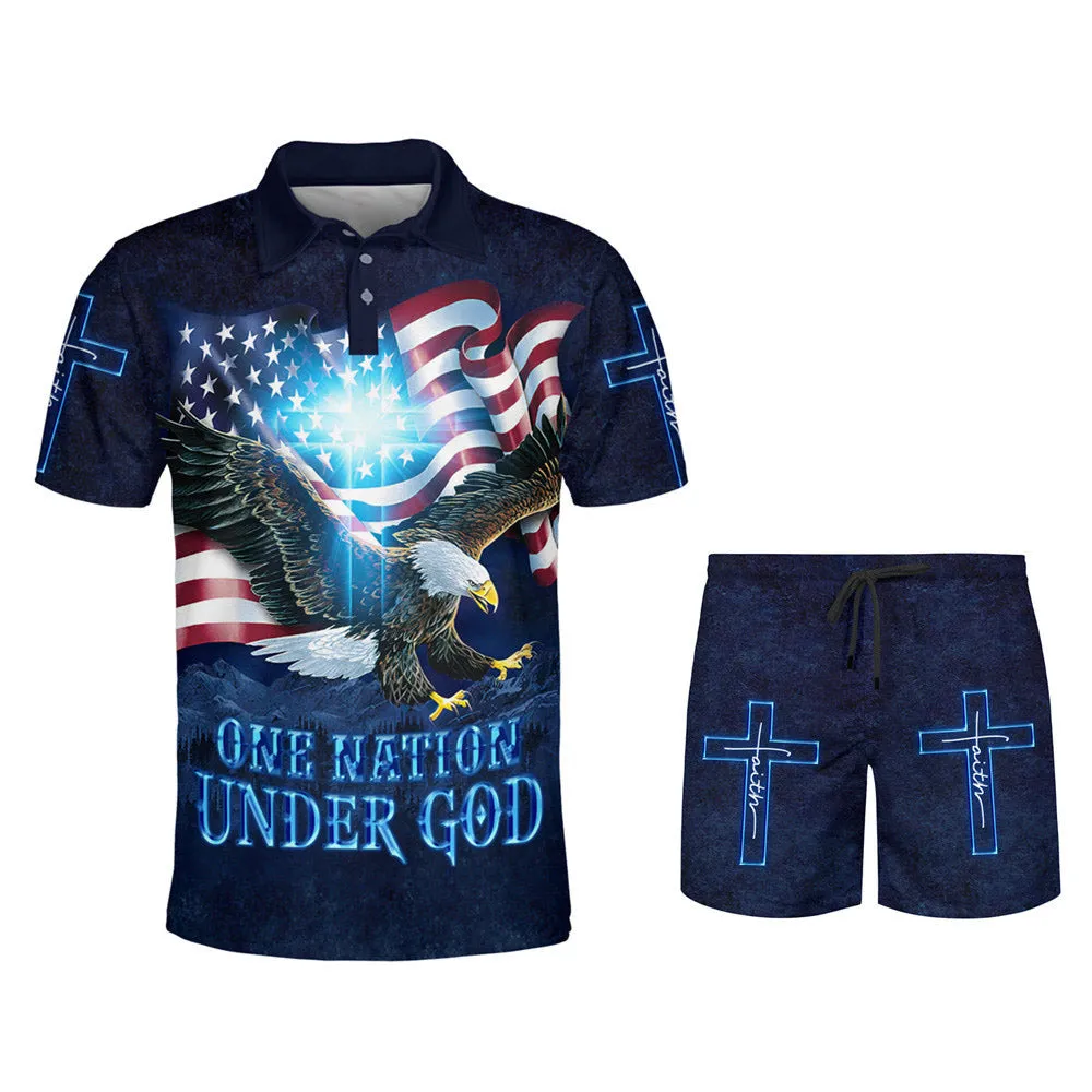 Eagle American One Nation Under God Polo Shirt - Christian Shirts & Shorts