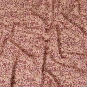 Elegant Blush Pink Cotton Lawn Fabric with Gold Floral Print, 110 cm Wide-D19145