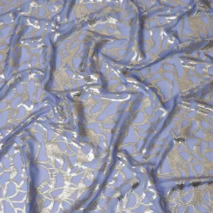 Elegant Lilac Silk Chiffon Fabric with Metallic Lurex, 110 cm Wide, South Korean Design-D19568