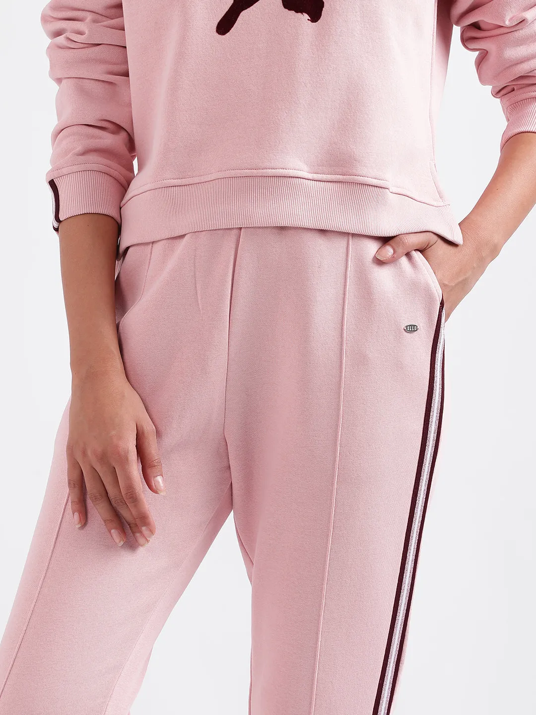 Elle Women Pink Solid Relaxed Fit Sweatpant