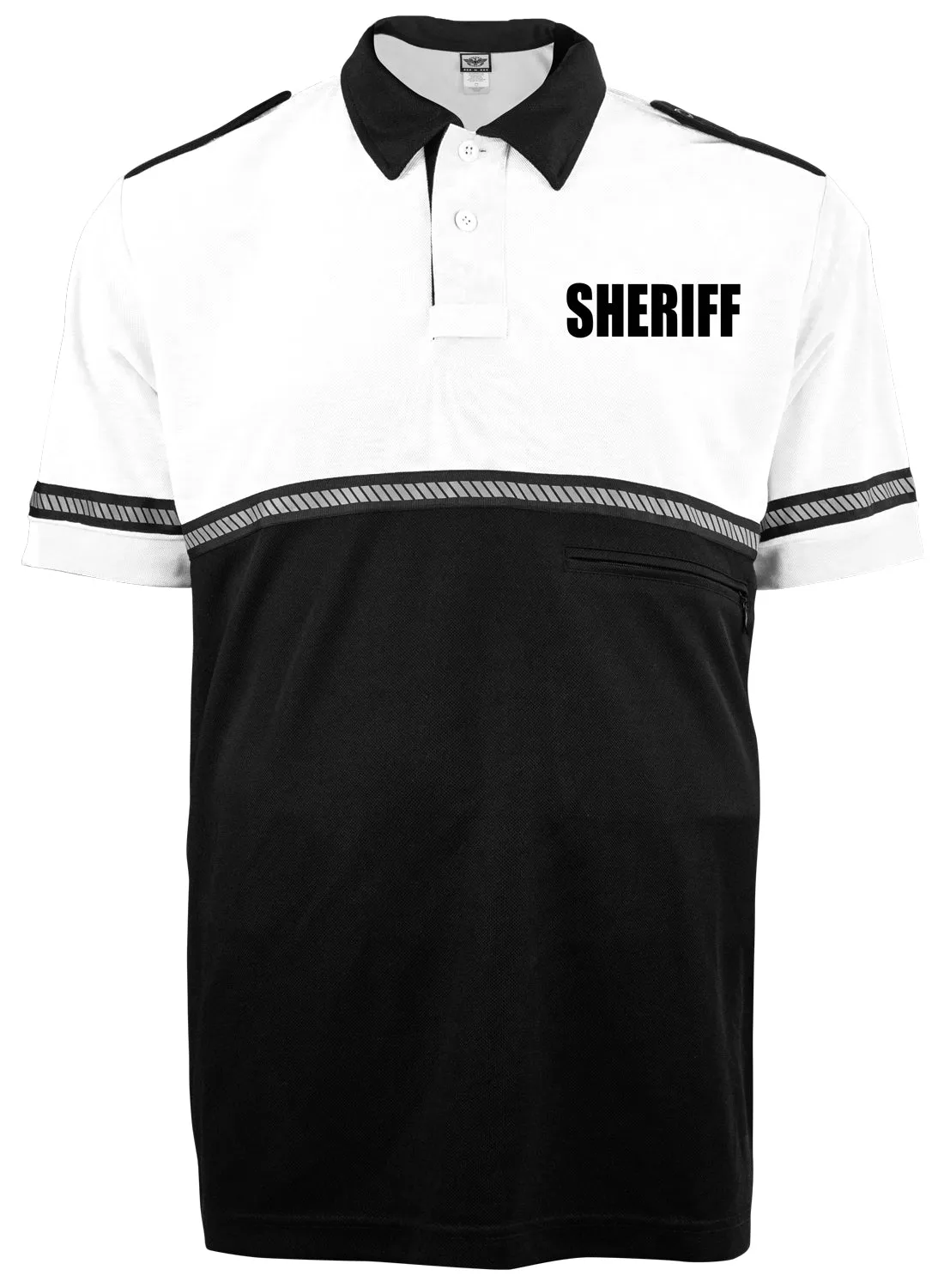 First Class Two Tone Sheriff Bike Patrol Shirt with Zipper Pocket and Hash Stripes