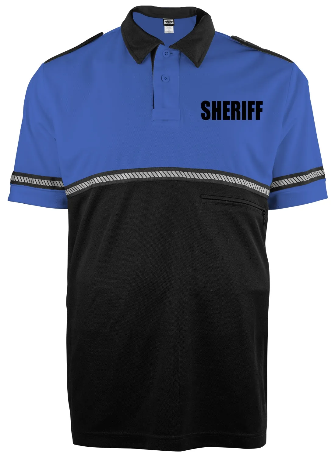 First Class Two Tone Sheriff Bike Patrol Shirt with Zipper Pocket and Hash Stripes