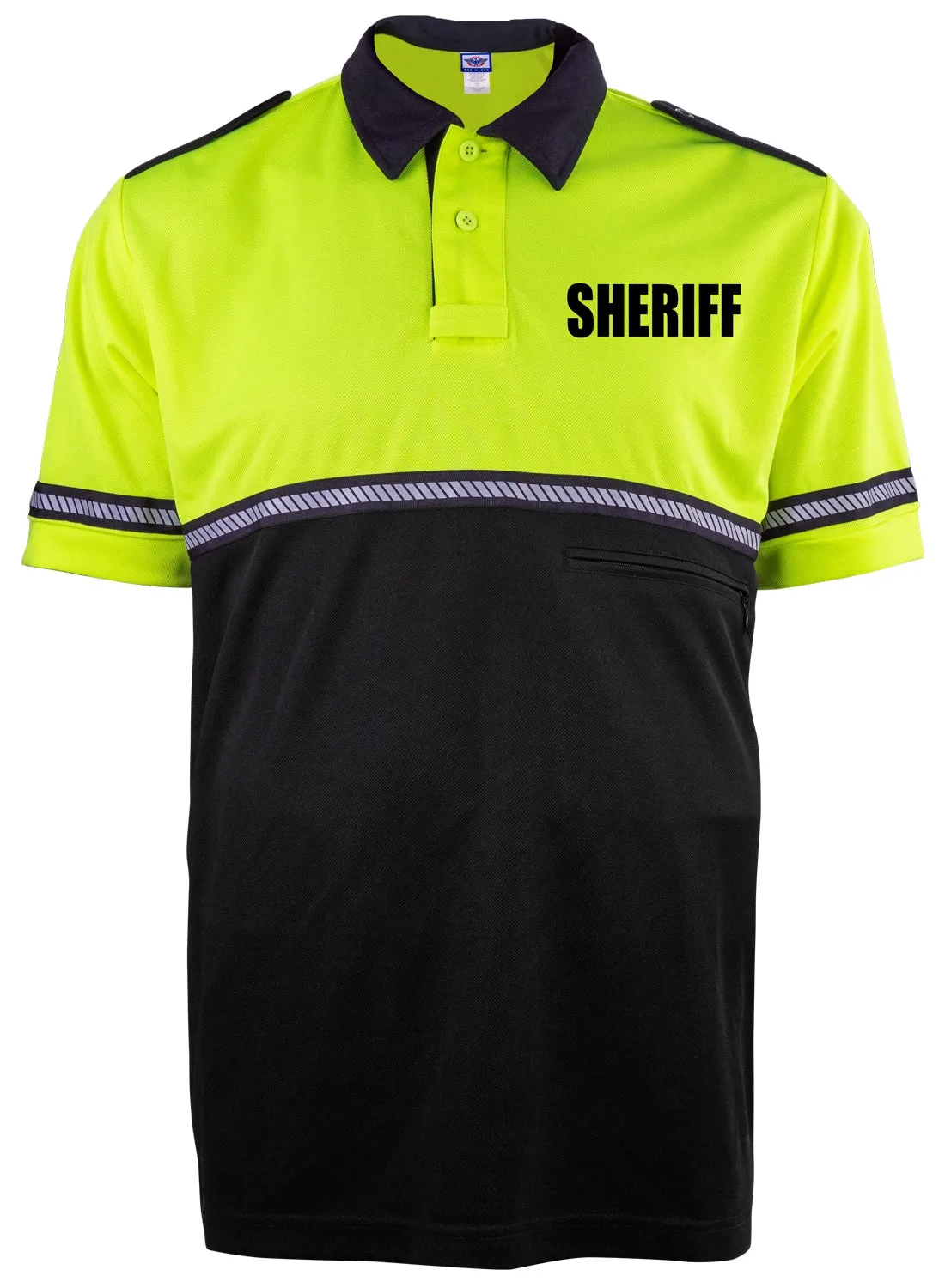 First Class Two Tone Sheriff Bike Patrol Shirt with Zipper Pocket and Hash Stripes