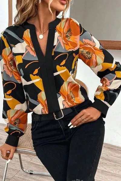 Floral Print Notched Neck Blouse – Stylish Women's Fashion | Shop Now