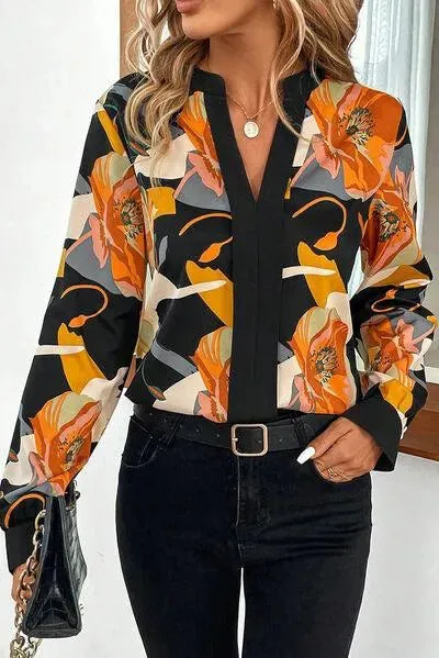 Floral Print Notched Neck Blouse – Stylish Women's Fashion | Shop Now