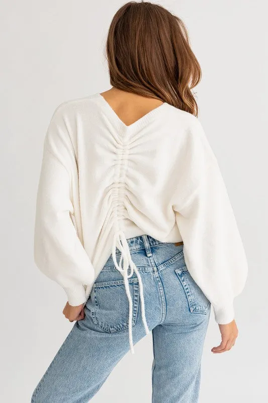 Fuzzy Sweater with Back Ruching