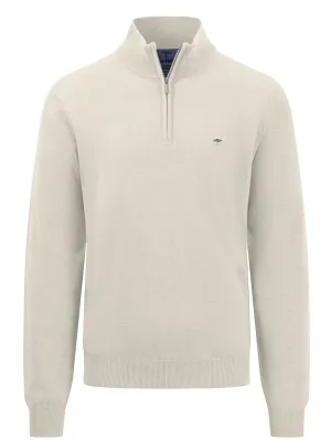 FYNCH HATTON Troyer 1/4 Zip Soft Cotton Knit - Men's – Winter White