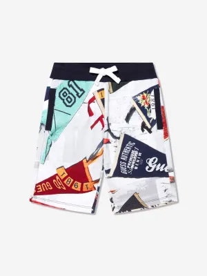 Guess Boys Flag Print Shorts in White