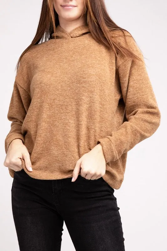 Hooded Brushed Melange Hacci Sweater