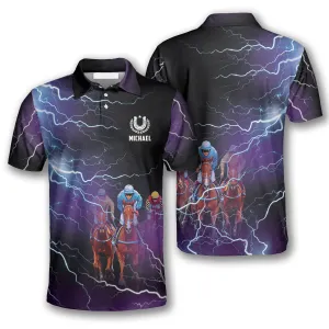 Horse Racing Thunder Lightning Custom Equestrian Shirts for Men