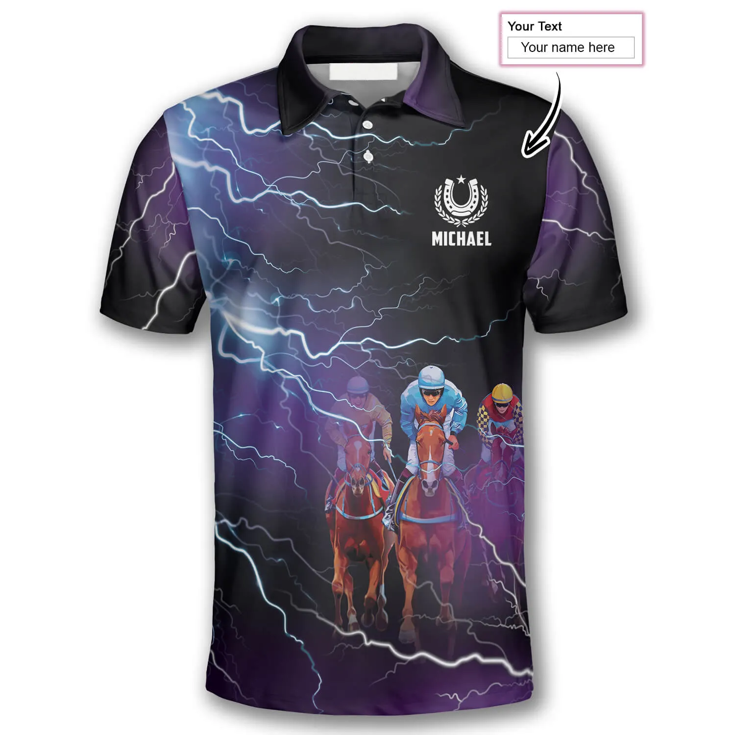 Horse Racing Thunder Lightning Custom Equestrian Shirts for Men