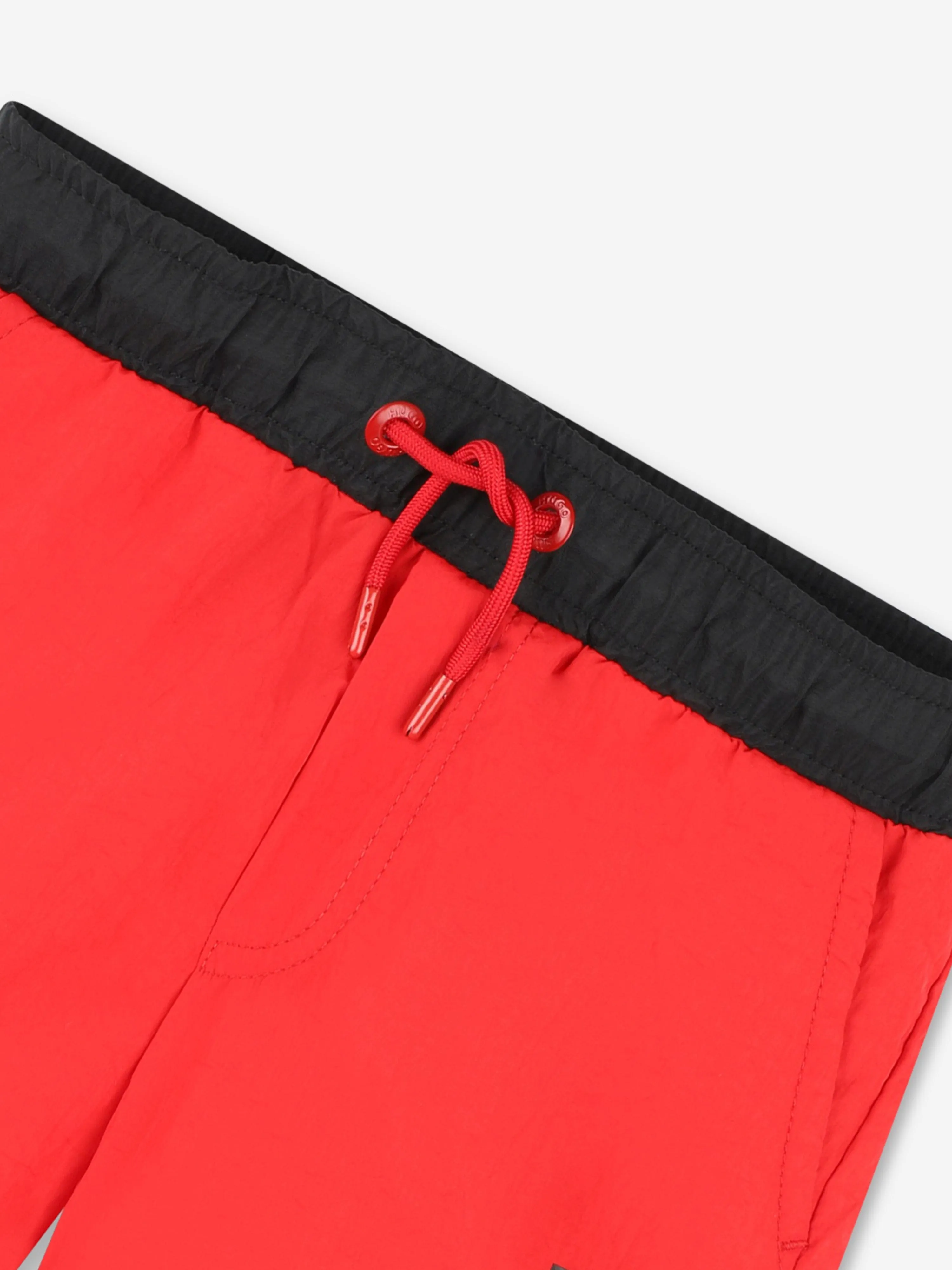 Hugo Boys Logo Print Swim Shorts in Red