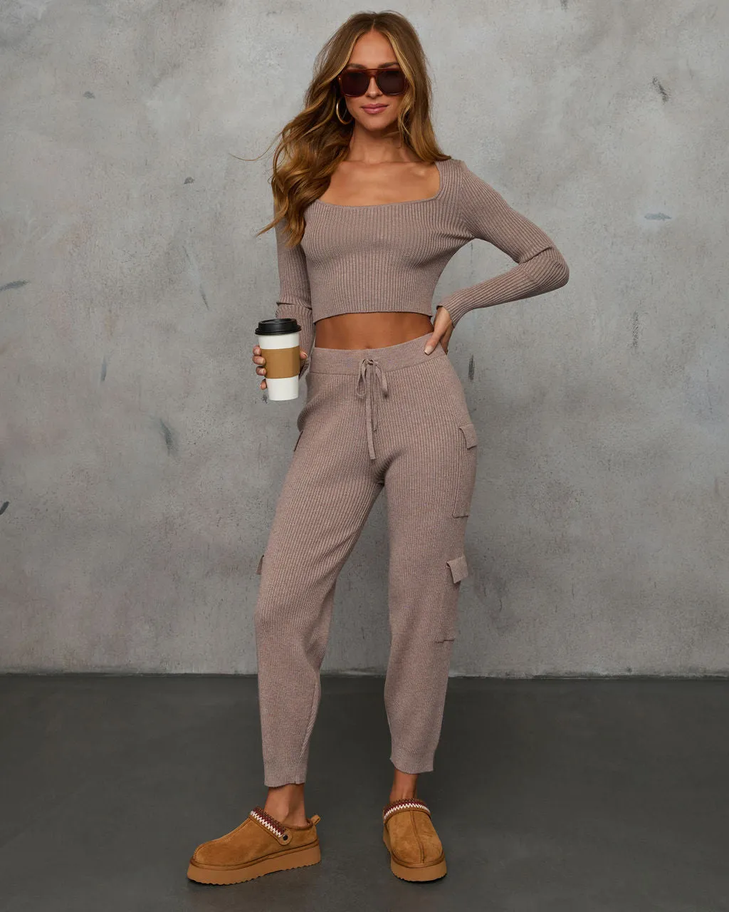 Jude Ribbed Knit Drawstring Cargo Pants