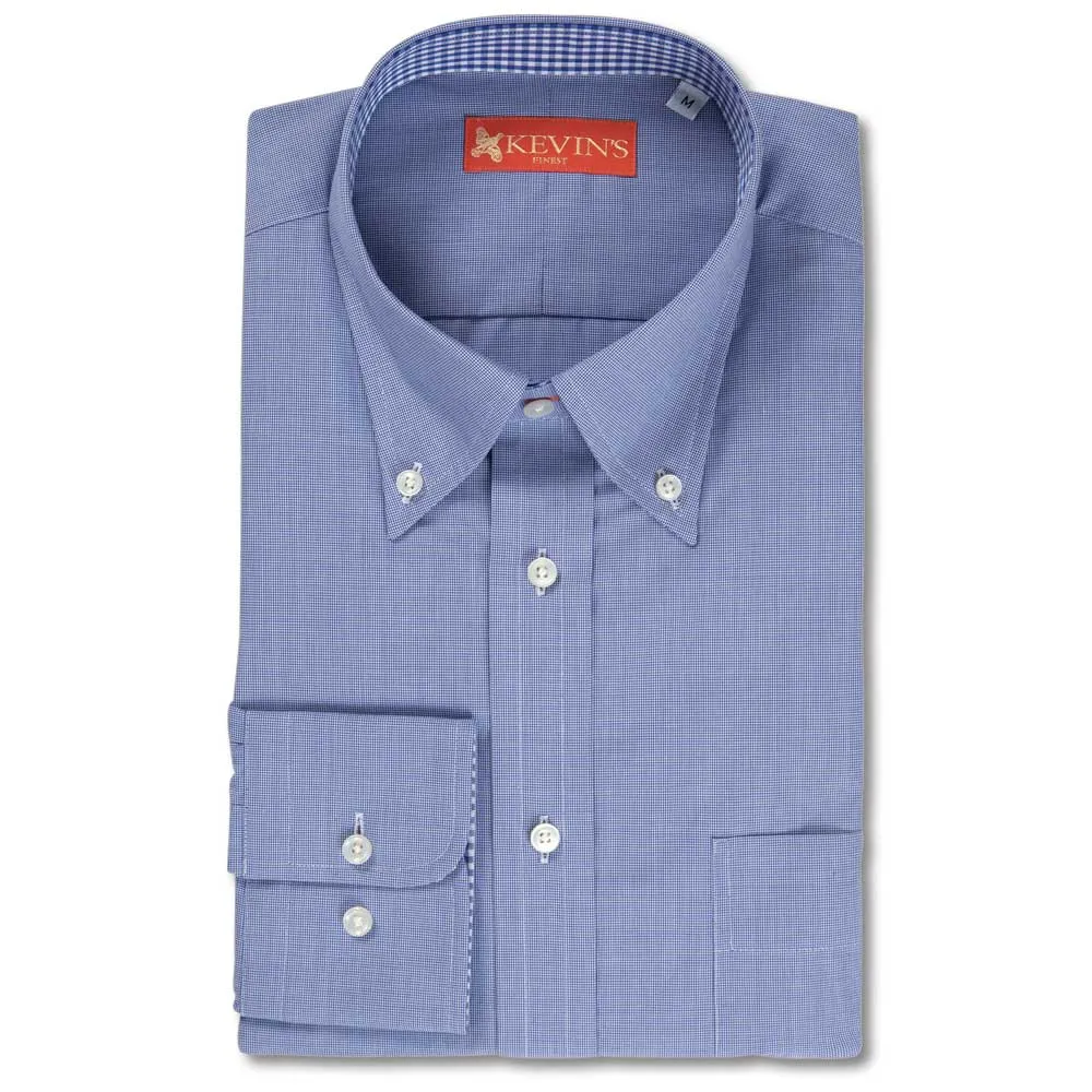 Kevin's Finest Blue Gingham Long Sleeve Dress Shirt