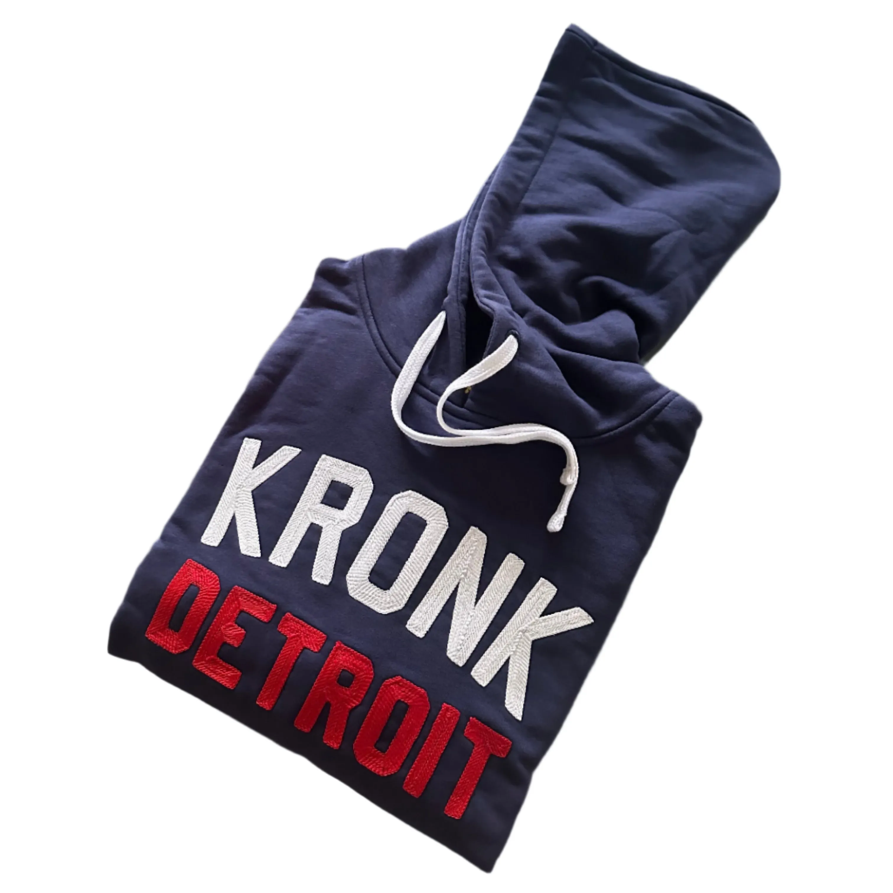 KRONK Iconic Detroit Chain Stitch Hoodie Loose Fit Navy