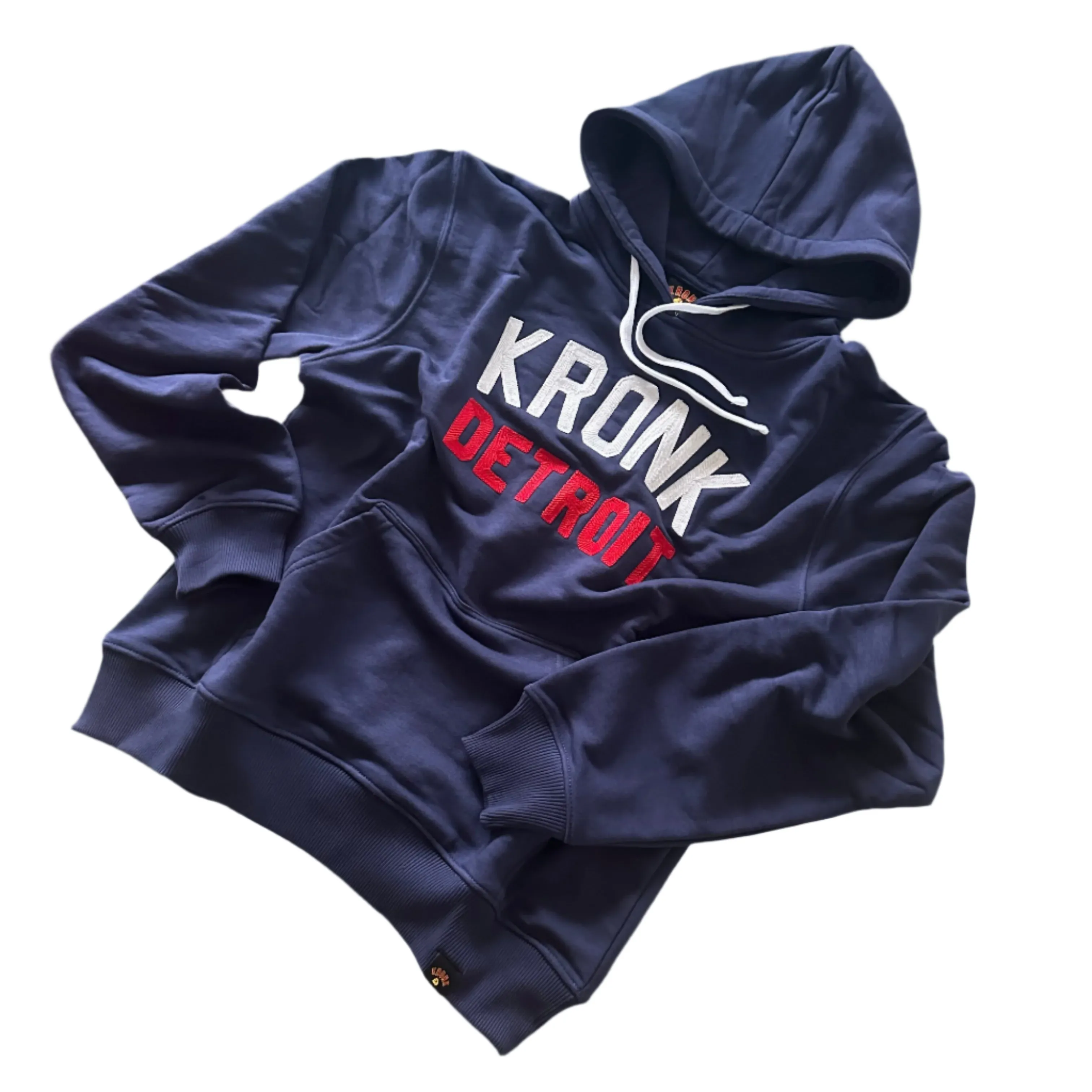 KRONK Iconic Detroit Chain Stitch Hoodie Loose Fit Navy