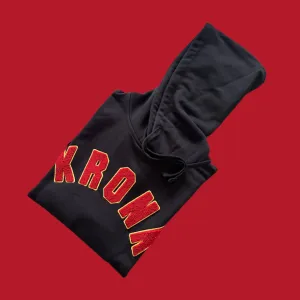 KRONK WAR Towelling Applique Hoodie Loose Fit Black