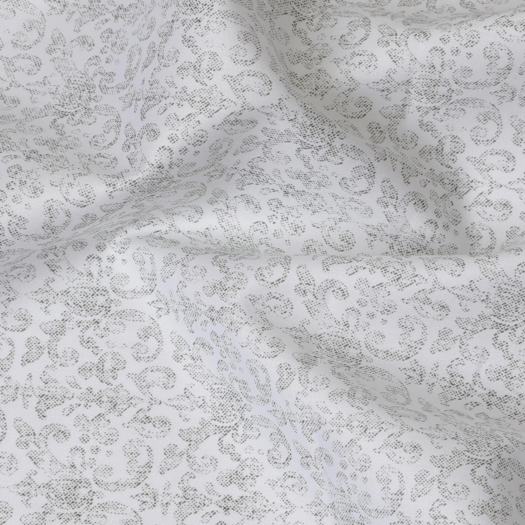 Luxurious White Cotton Shirting Fabric with Elegant Floral Pattern, Satin Finish, 150 cm Wide-D19188