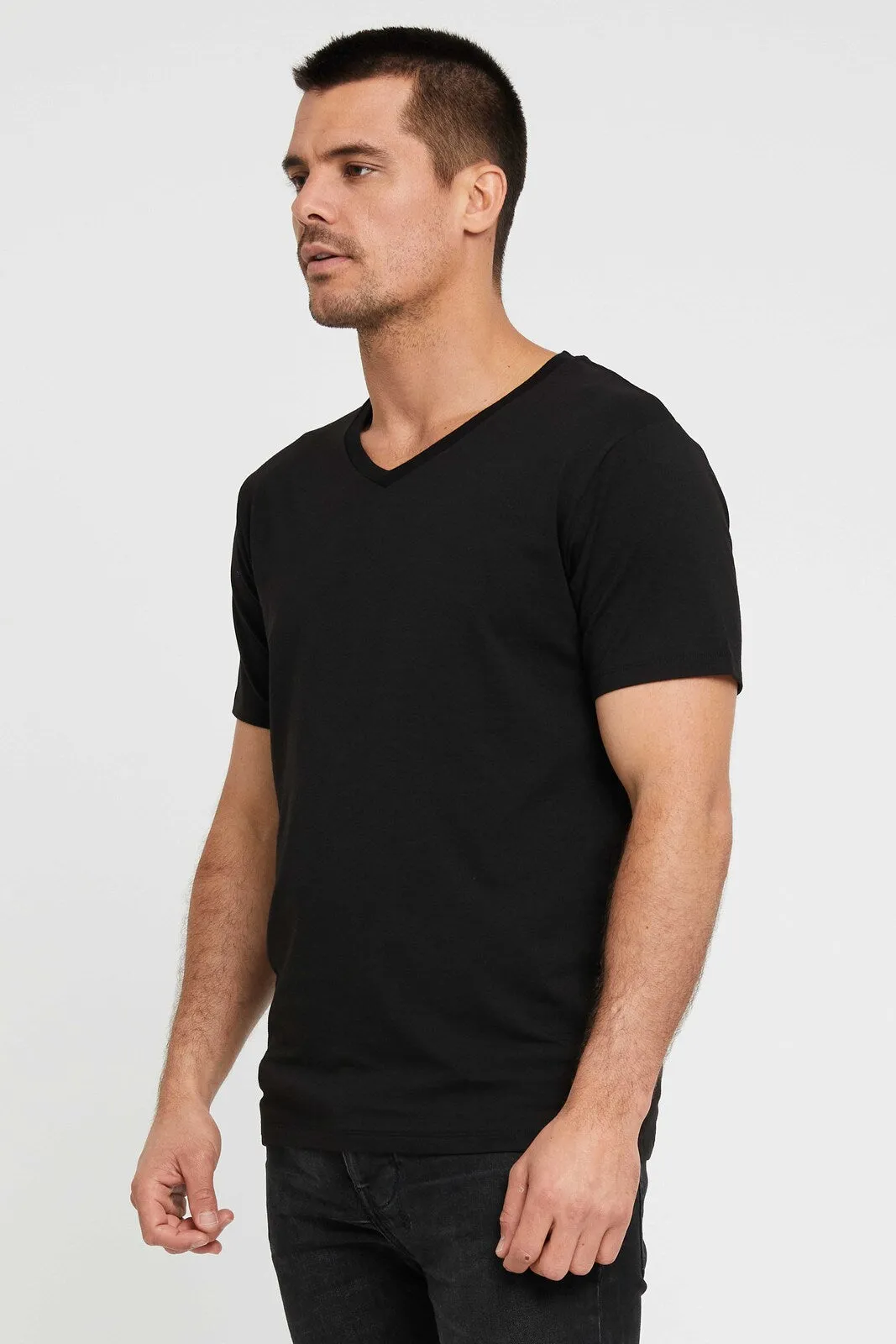 Men's V Neck Tee - Black