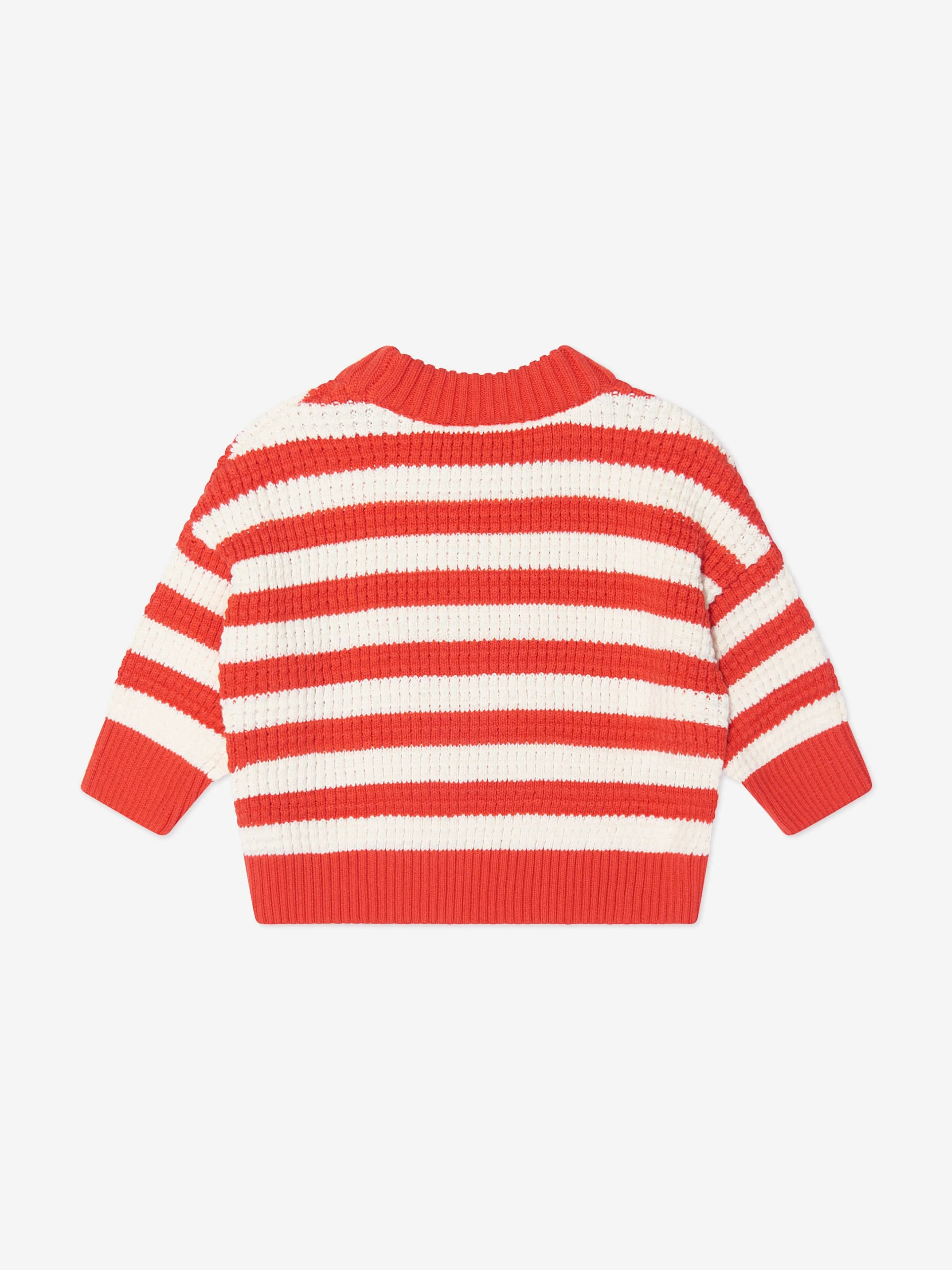 Mini Rodini Kids Organic Cotton Panda Knitted Sweatshirt in Red