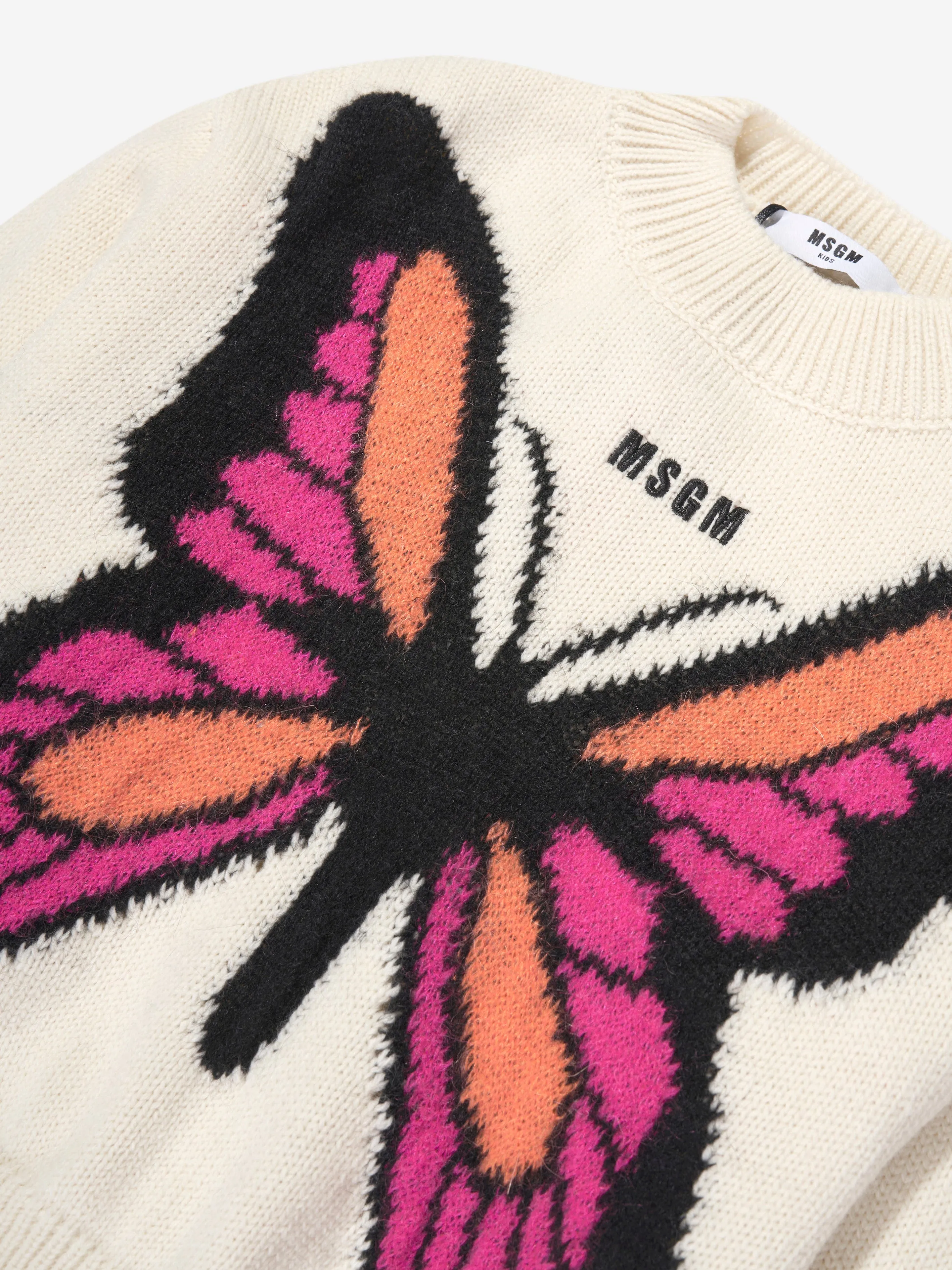 MSGM Girls Butterfly Jumper in Ivory