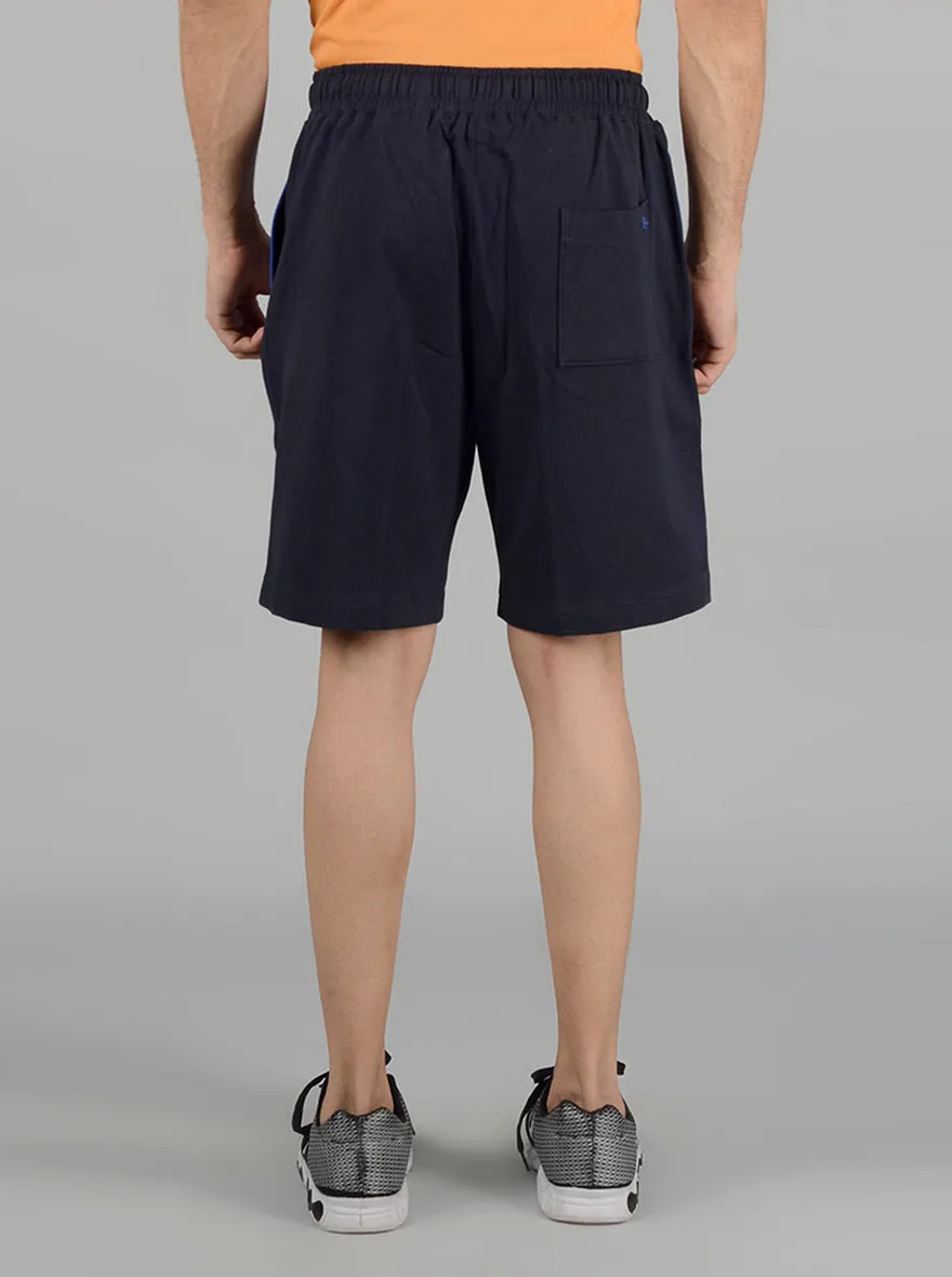 Navy Blue Solid Regular Fit Shorts | JadeBlue