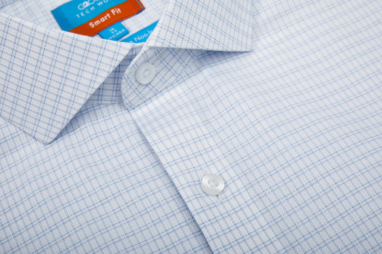 Non-Iron Cotton Stretch Check Shirt in Smart Fit with Chest Pocket