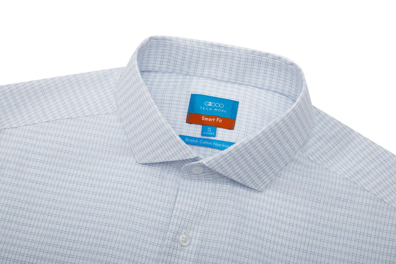 Non-Iron Cotton Stretch Check Shirt in Smart Fit with Chest Pocket