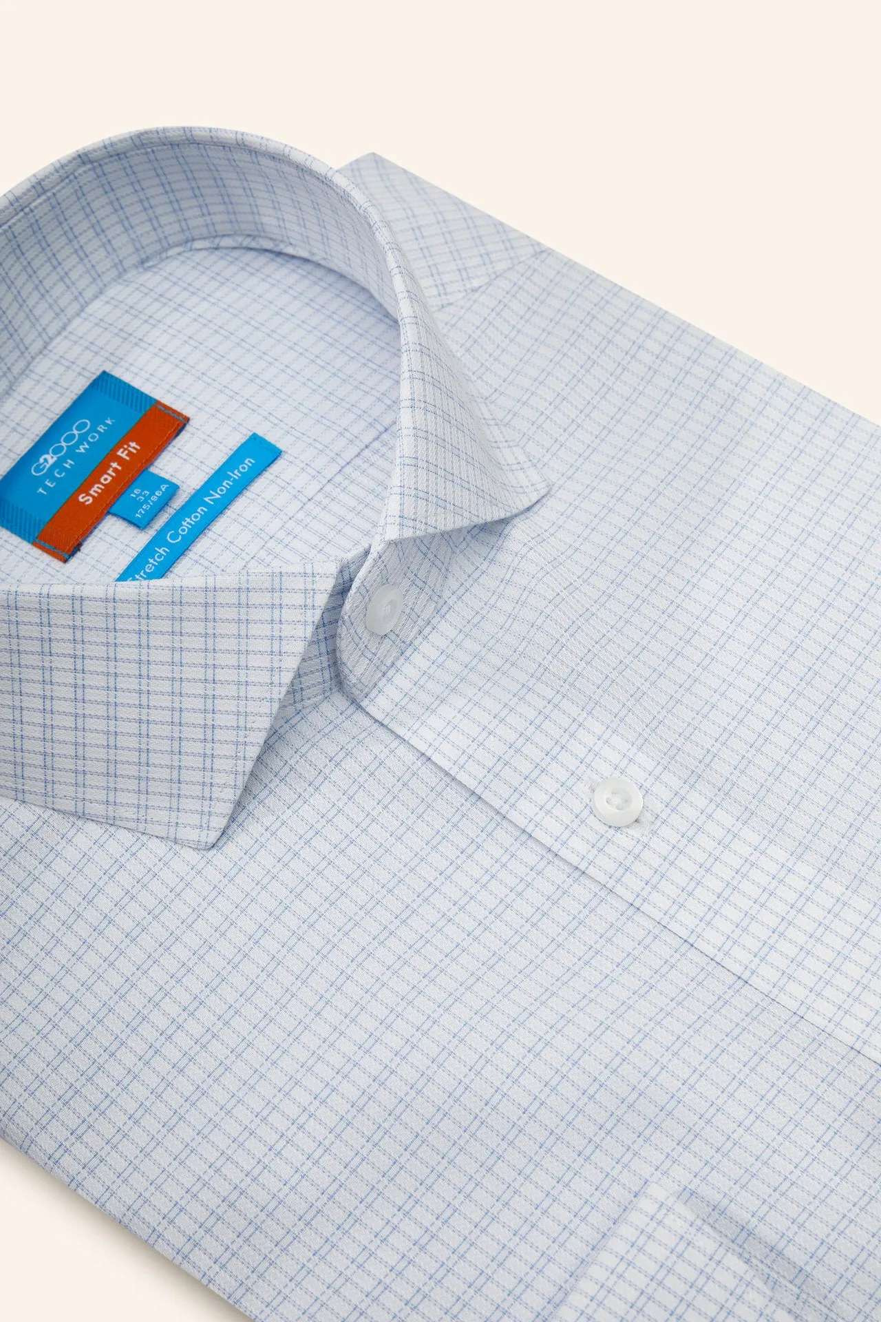 Non-Iron Cotton Stretch Check Shirt in Smart Fit with Chest Pocket