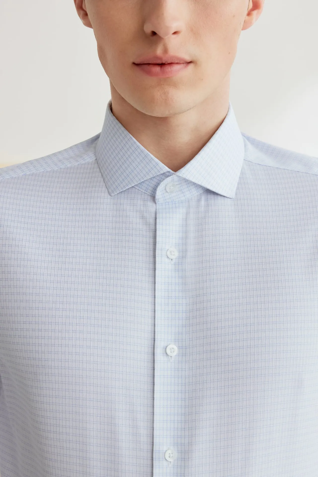 Non-Iron Cotton Stretch Check Shirt in Smart Fit with Chest Pocket