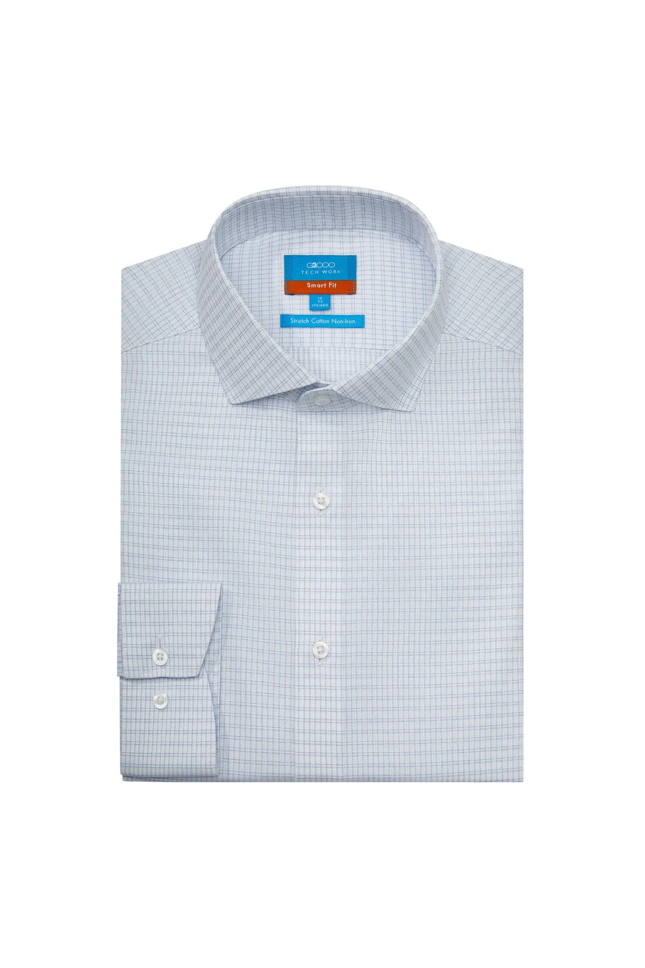 Non-Iron Cotton Stretch Check Shirt in Smart Fit with Chest Pocket