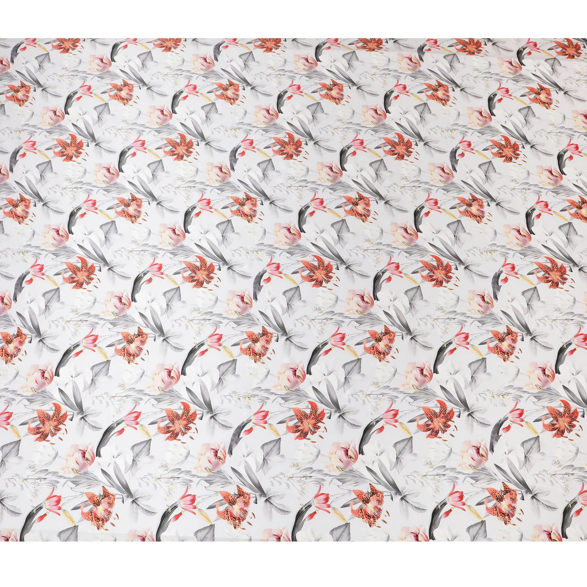 Off white Blossom Silk Satin Fabric - Elegant Italian Print, 140cm - Buy Fabrics Online-D18314