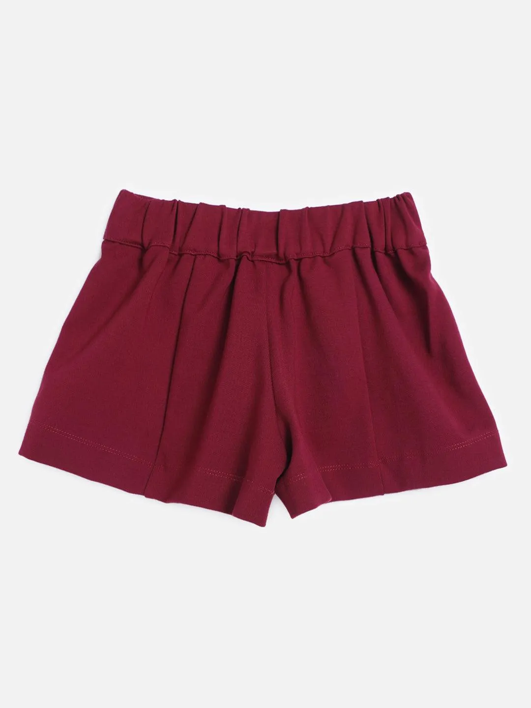 One Friday Kids Girls Burgundy Elastic Short