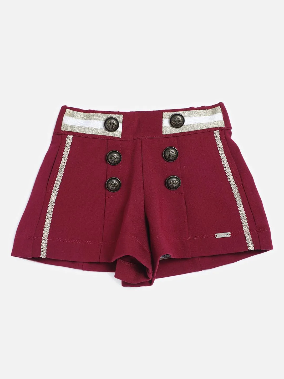 One Friday Kids Girls Burgundy Elastic Short