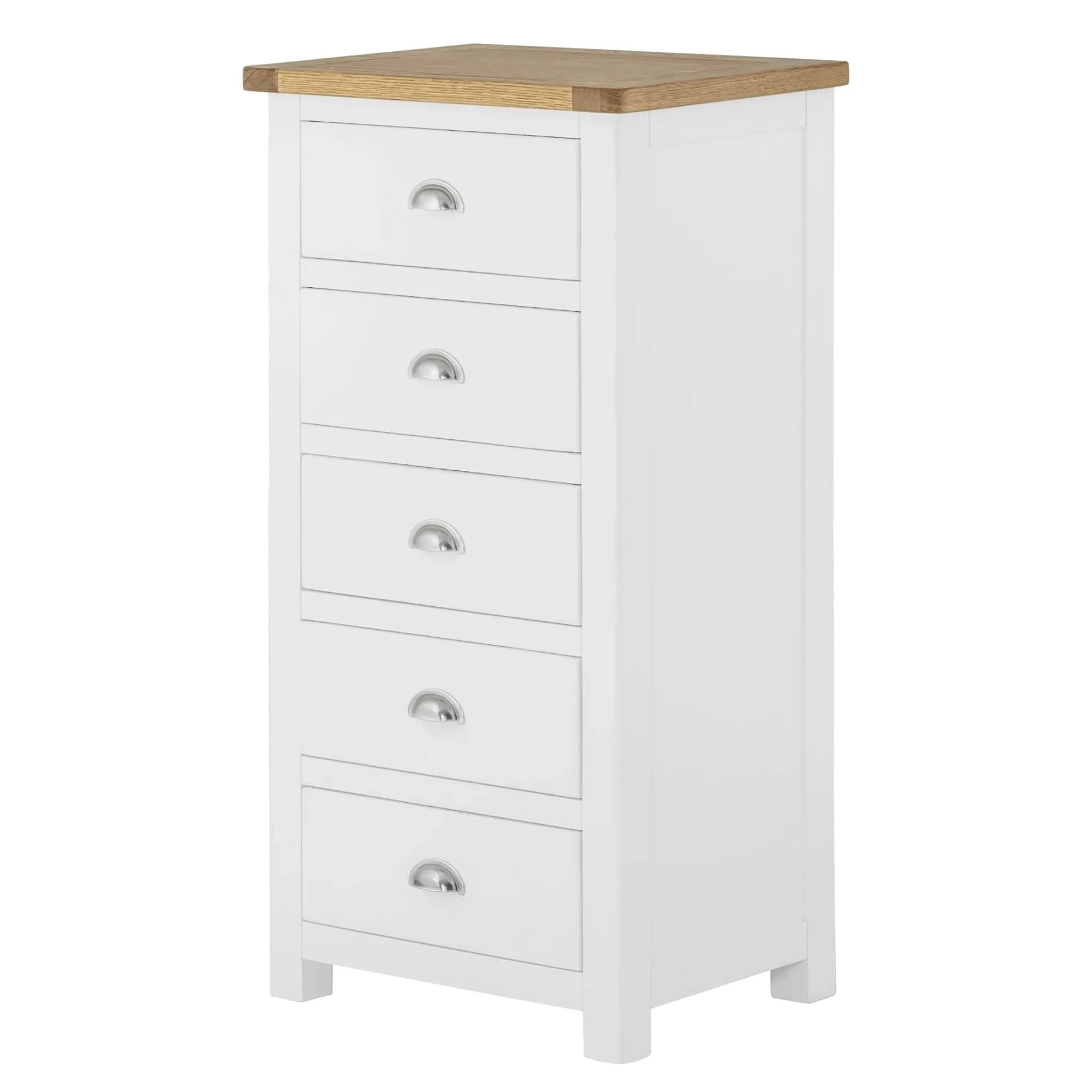 Padstow White 5 Drawer Tallboy Chest