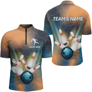 Personalized Bowling Quarter-Zip Shirt Men 3D Bowling Jersey Custom Bowling Team League Shirts