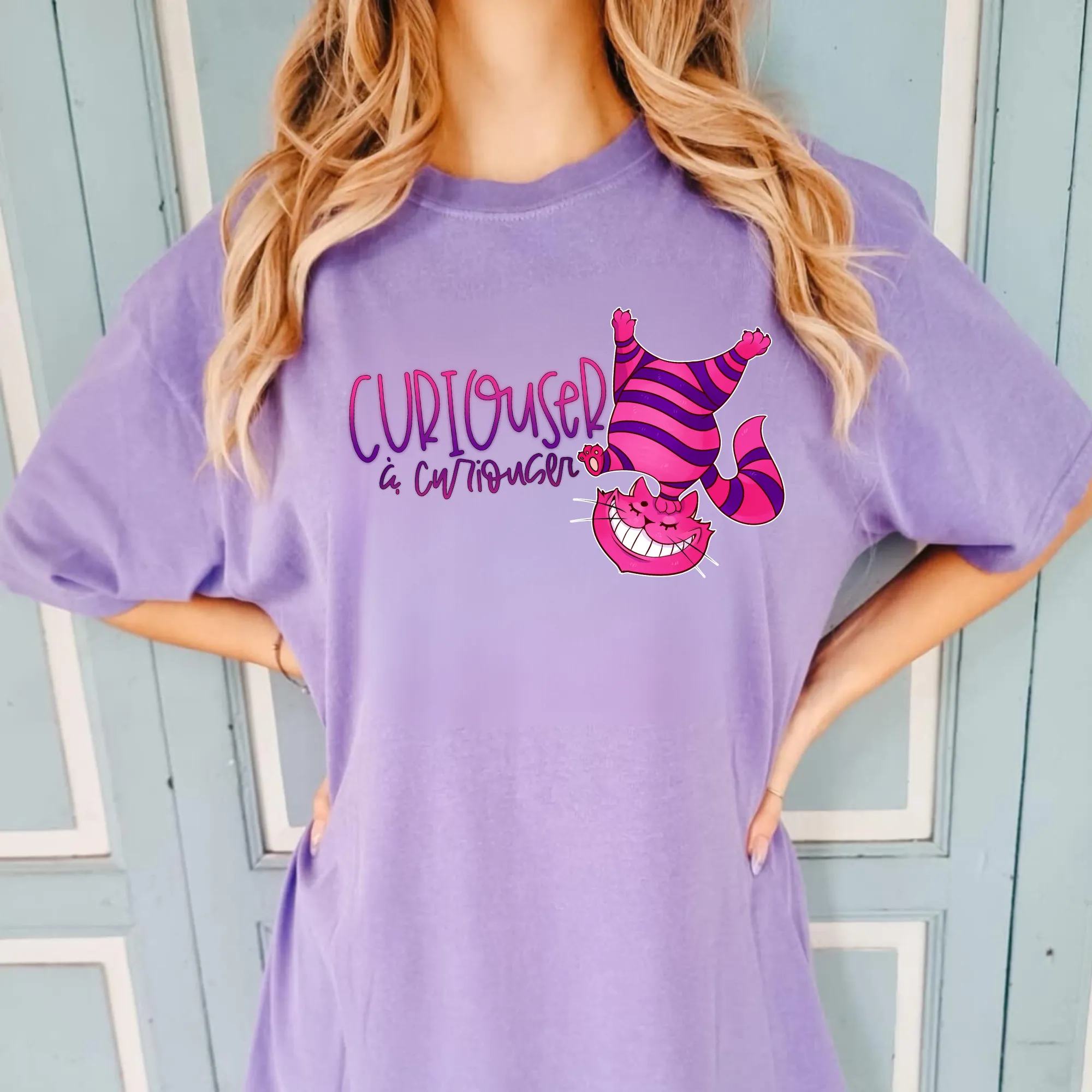 Pink and Purple Cat Shirt | Curious Cat Shirt